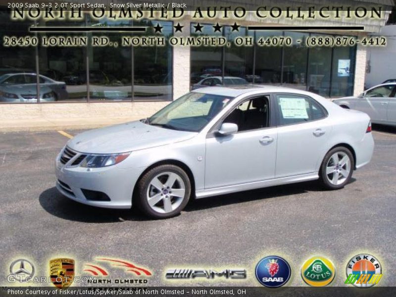 Snow Silver Metallic / Black 2009 Saab 9-3 2.0T Sport Sedan