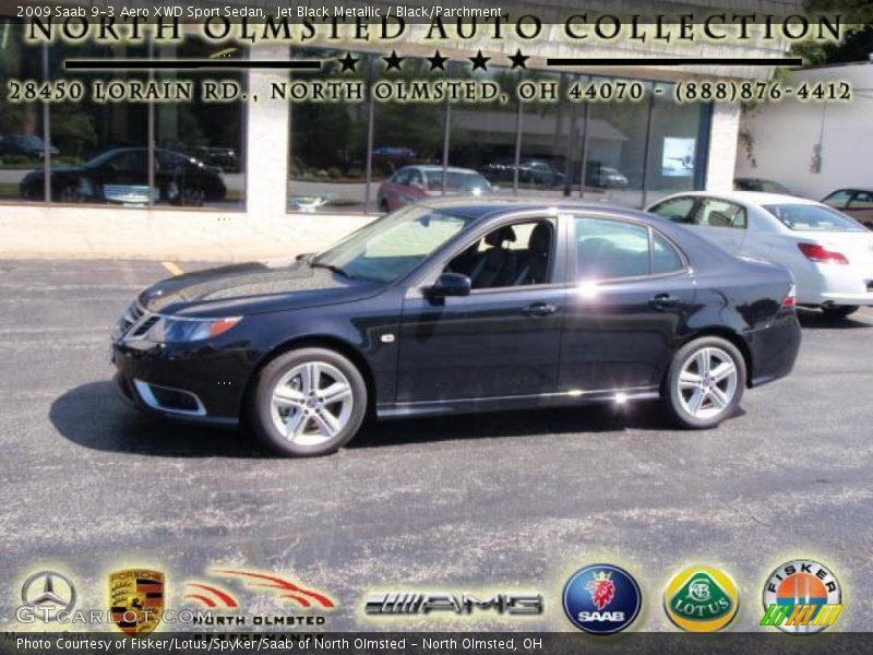 Jet Black Metallic / Black/Parchment 2009 Saab 9-3 Aero XWD Sport Sedan