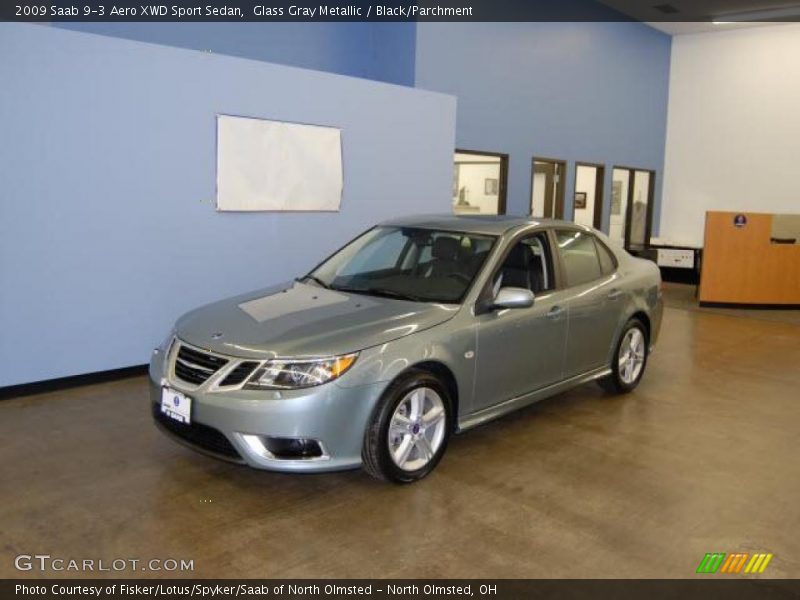 Glass Gray Metallic / Black/Parchment 2009 Saab 9-3 Aero XWD Sport Sedan