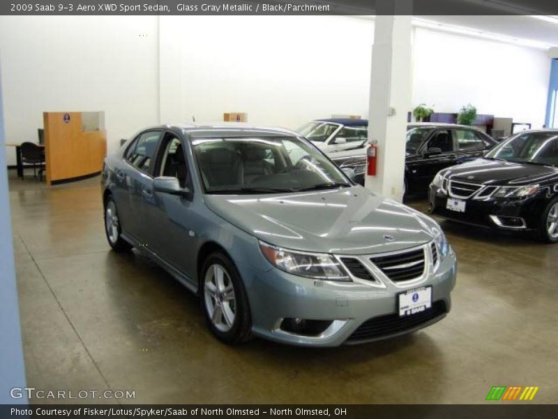 Glass Gray Metallic / Black/Parchment 2009 Saab 9-3 Aero XWD Sport Sedan