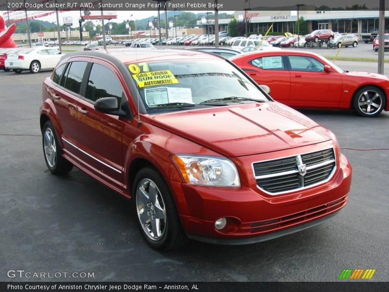 Sunburst Orange Pearl / Pastel Pebble Beige 2007 Dodge Caliber R/T AWD