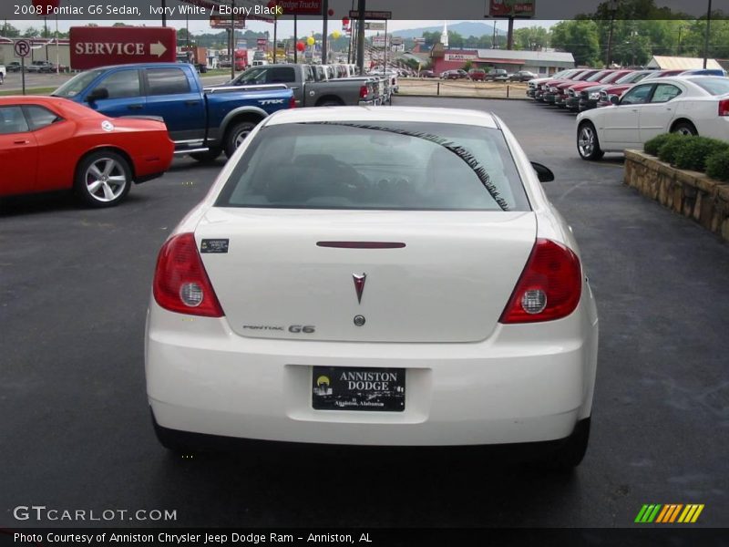 Ivory White / Ebony Black 2008 Pontiac G6 Sedan