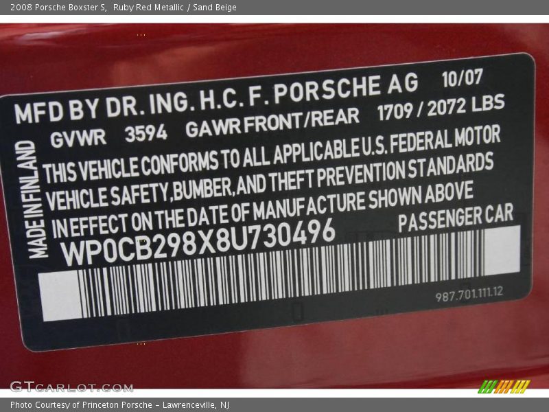 Ruby Red Metallic / Sand Beige 2008 Porsche Boxster S