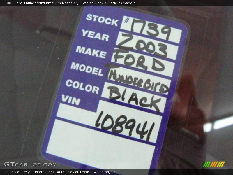 Evening Black / Black Ink/Saddle 2003 Ford Thunderbird Premium Roadster