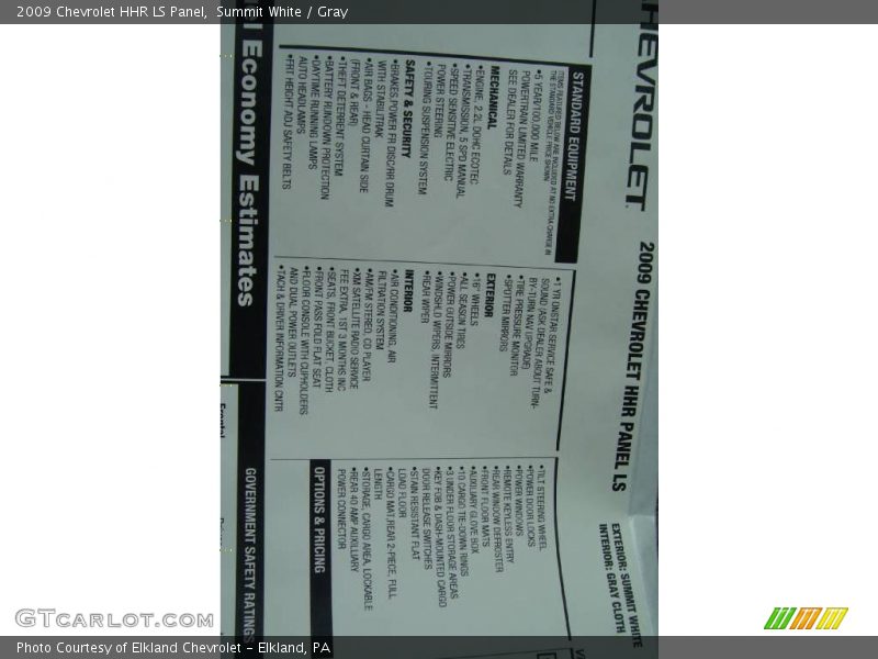 Summit White / Gray 2009 Chevrolet HHR LS Panel