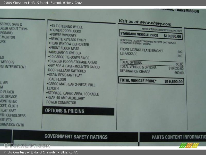 Summit White / Gray 2009 Chevrolet HHR LS Panel