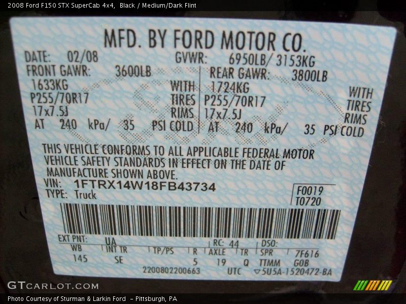 Black / Medium/Dark Flint 2008 Ford F150 STX SuperCab 4x4