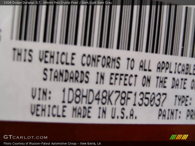 Inferno Red Crystal Pearl / Dark/Light Slate Gray 2008 Dodge Durango SLT