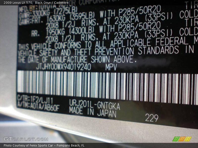 Black Onyx / Cashmere 2009 Lexus LX 570