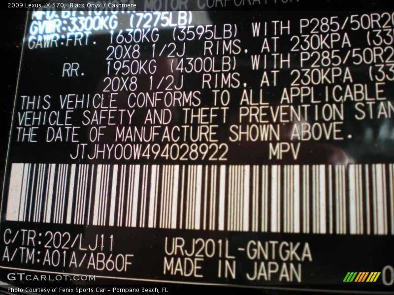 Black Onyx / Cashmere 2009 Lexus LX 570