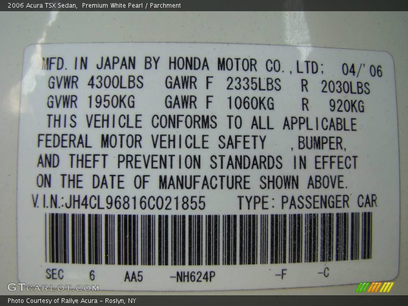 Premium White Pearl / Parchment 2006 Acura TSX Sedan