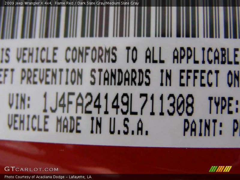 Flame Red / Dark Slate Gray/Medium Slate Gray 2009 Jeep Wrangler X 4x4