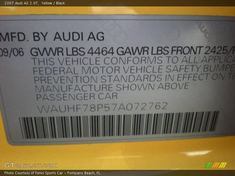 Yellow / Black 2007 Audi A3 2.0T