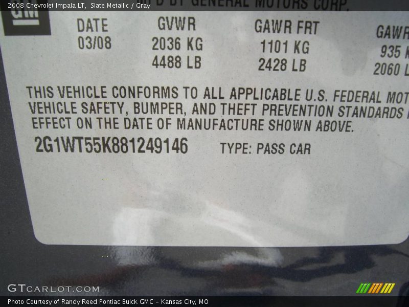 Slate Metallic / Gray 2008 Chevrolet Impala LT