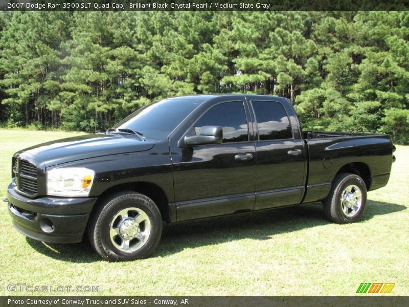 Brilliant Black Crystal Pearl / Medium Slate Gray 2007 Dodge Ram 3500 SLT Quad Cab