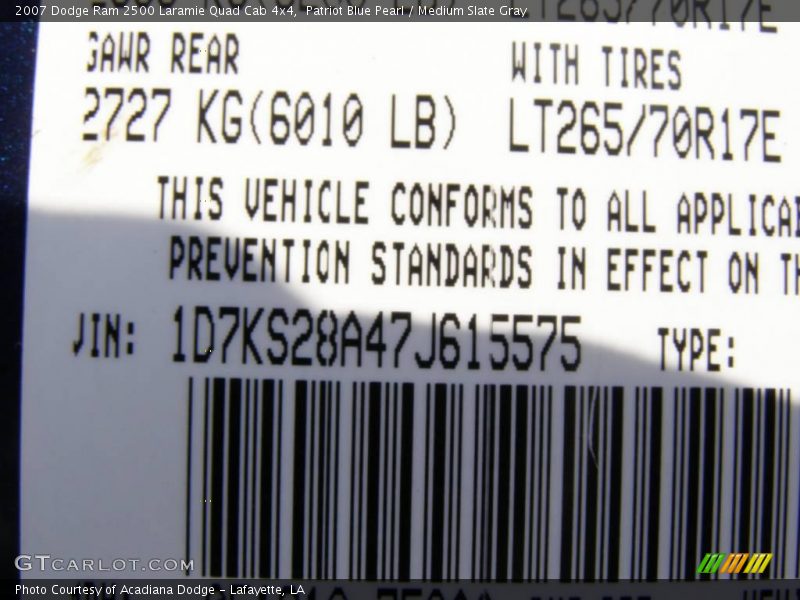 Patriot Blue Pearl / Medium Slate Gray 2007 Dodge Ram 2500 Laramie Quad Cab 4x4