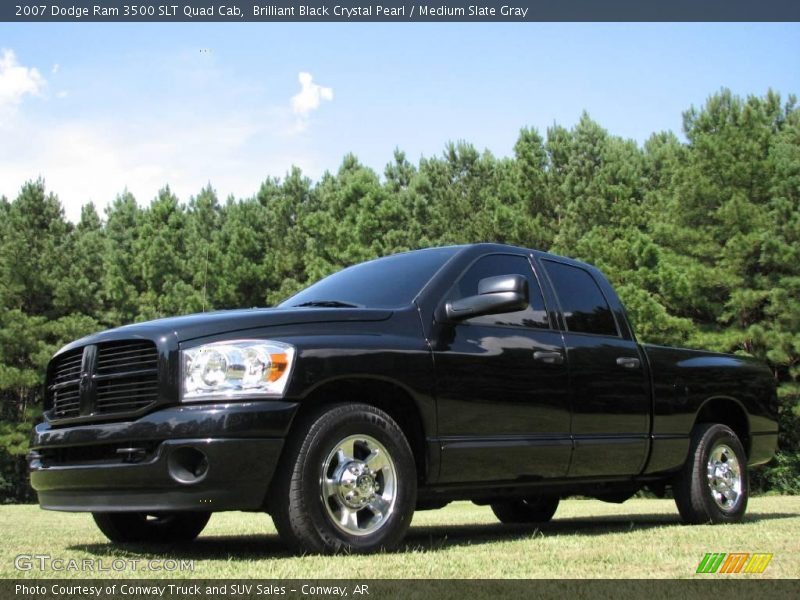 Brilliant Black Crystal Pearl / Medium Slate Gray 2007 Dodge Ram 3500 SLT Quad Cab