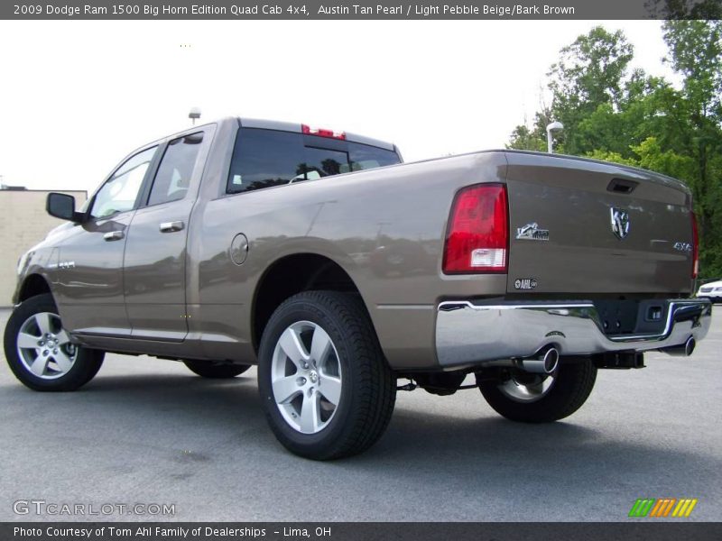 Austin Tan Pearl / Light Pebble Beige/Bark Brown 2009 Dodge Ram 1500 Big Horn Edition Quad Cab 4x4