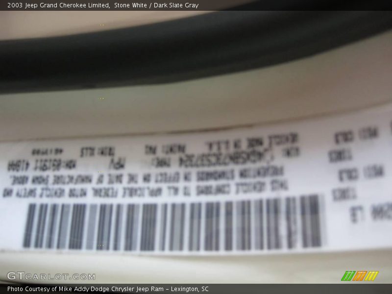 Stone White / Dark Slate Gray 2003 Jeep Grand Cherokee Limited