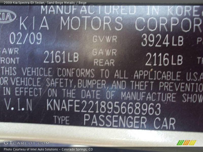Sand Beige Metallic / Beige 2009 Kia Spectra EX Sedan
