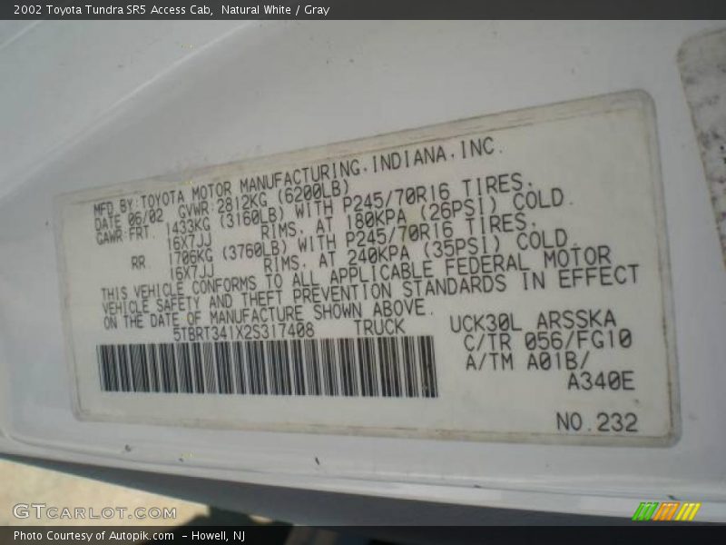 Natural White / Gray 2002 Toyota Tundra SR5 Access Cab