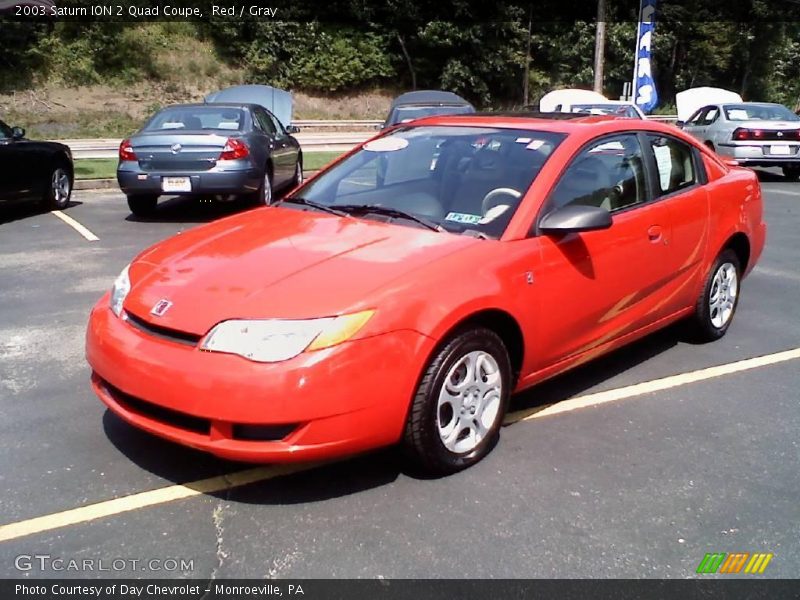Red / Gray 2003 Saturn ION 2 Quad Coupe