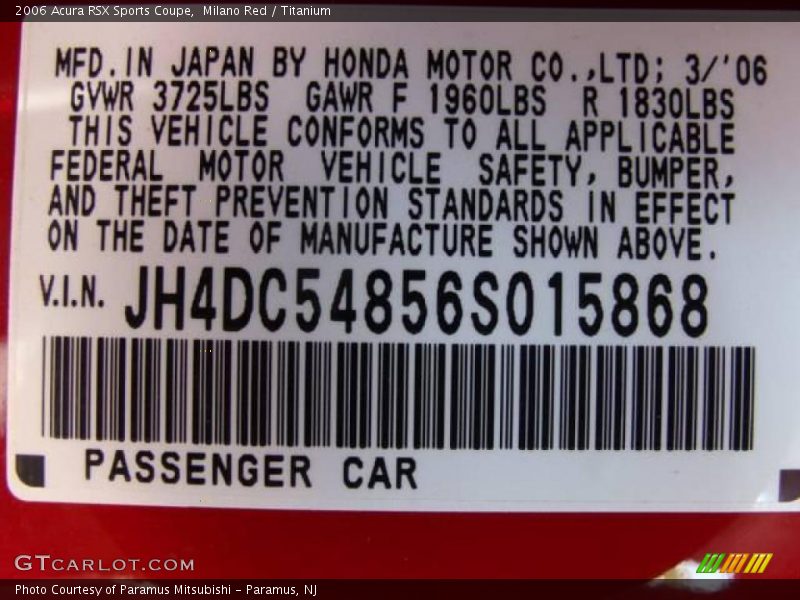 Milano Red / Titanium 2006 Acura RSX Sports Coupe