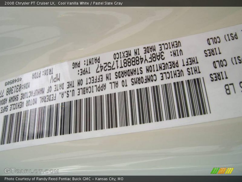 Cool Vanilla White / Pastel Slate Gray 2008 Chrysler PT Cruiser LX