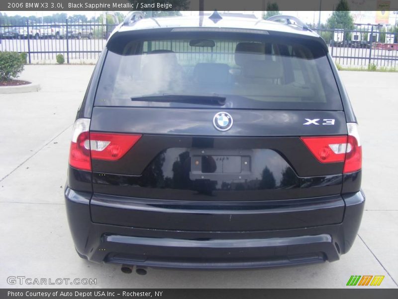 Black Sapphire Metallic / Sand Beige 2006 BMW X3 3.0i