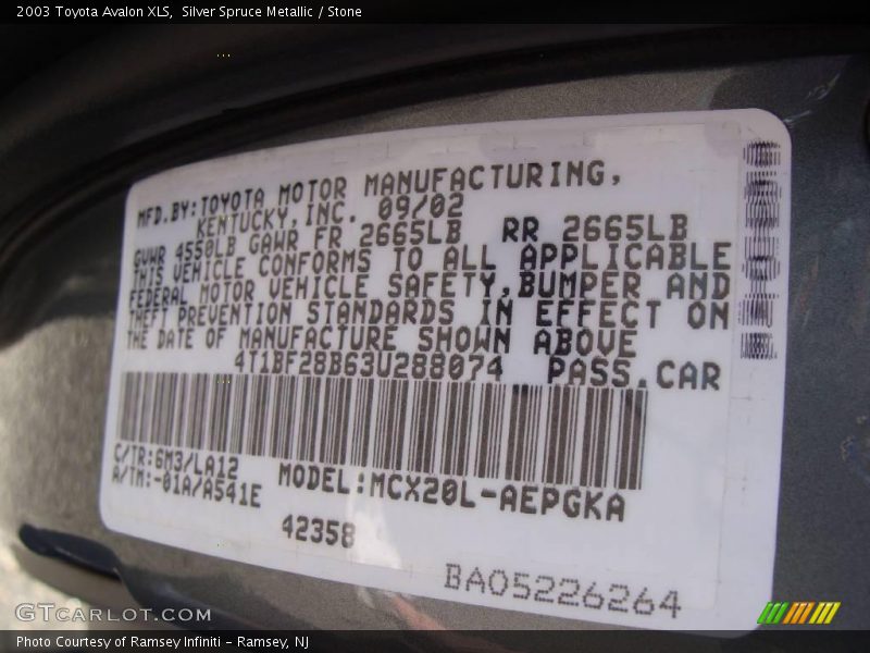Silver Spruce Metallic / Stone 2003 Toyota Avalon XLS