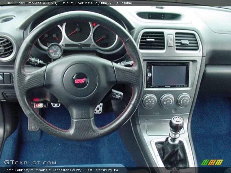 Platinum Silver Metallic / Black/Blue Ecsaine 2005 Subaru Impreza WRX STi