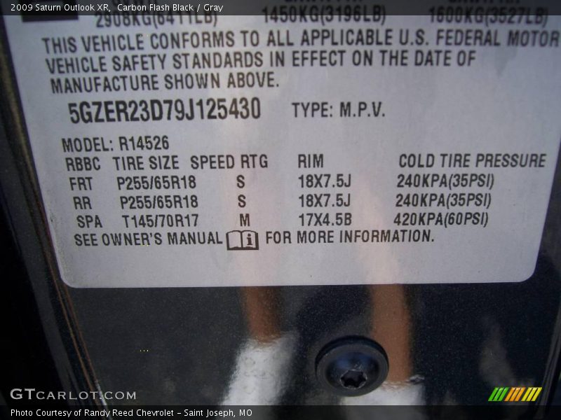 Carbon Flash Black / Gray 2009 Saturn Outlook XR