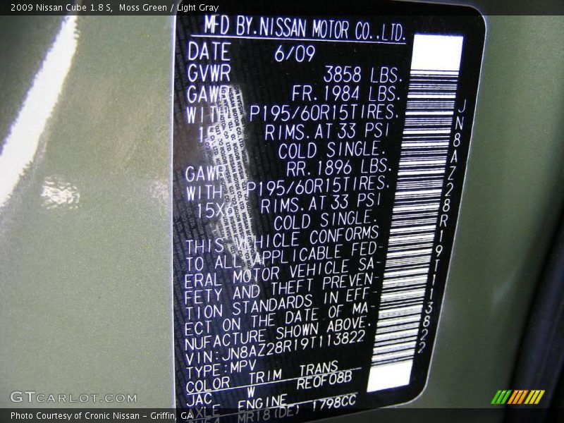 Moss Green / Light Gray 2009 Nissan Cube 1.8 S