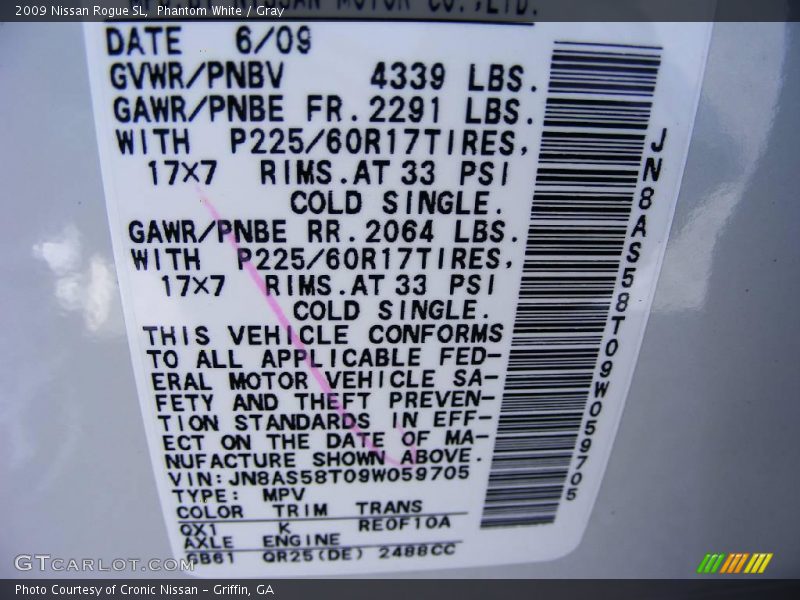 Phantom White / Gray 2009 Nissan Rogue SL