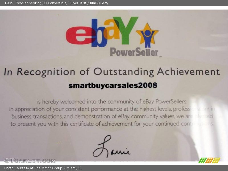 Silver Mist / Black/Gray 1999 Chrysler Sebring JXi Convertible