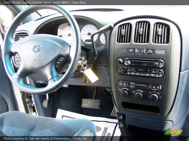 Stone White / Navy Blue 2003 Dodge Grand Caravan Sport