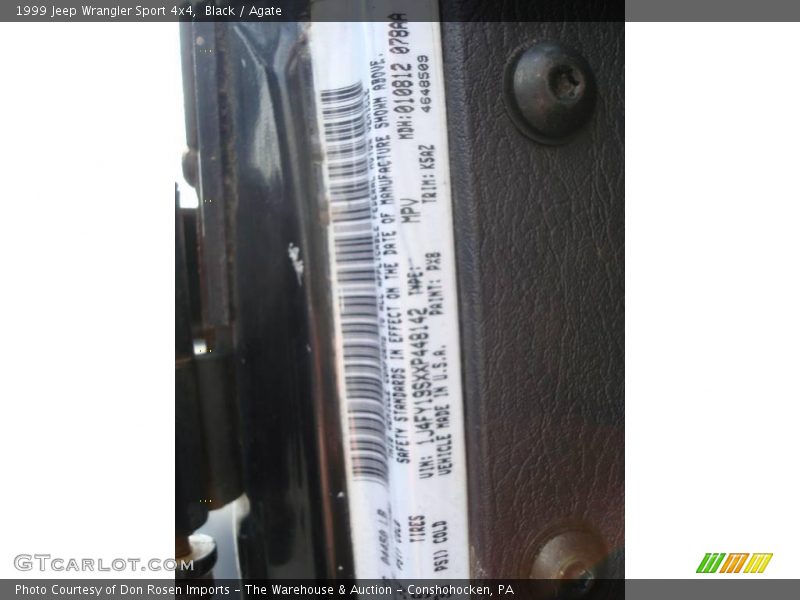 Black / Agate 1999 Jeep Wrangler Sport 4x4