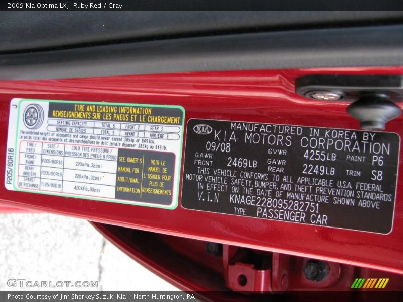 Ruby Red / Gray 2009 Kia Optima LX