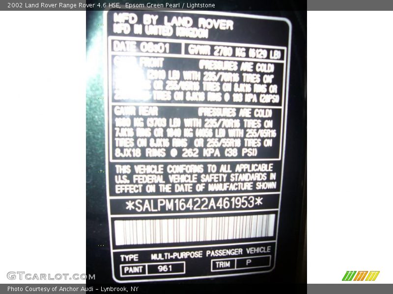 Epsom Green Pearl / Lightstone 2002 Land Rover Range Rover 4.6 HSE