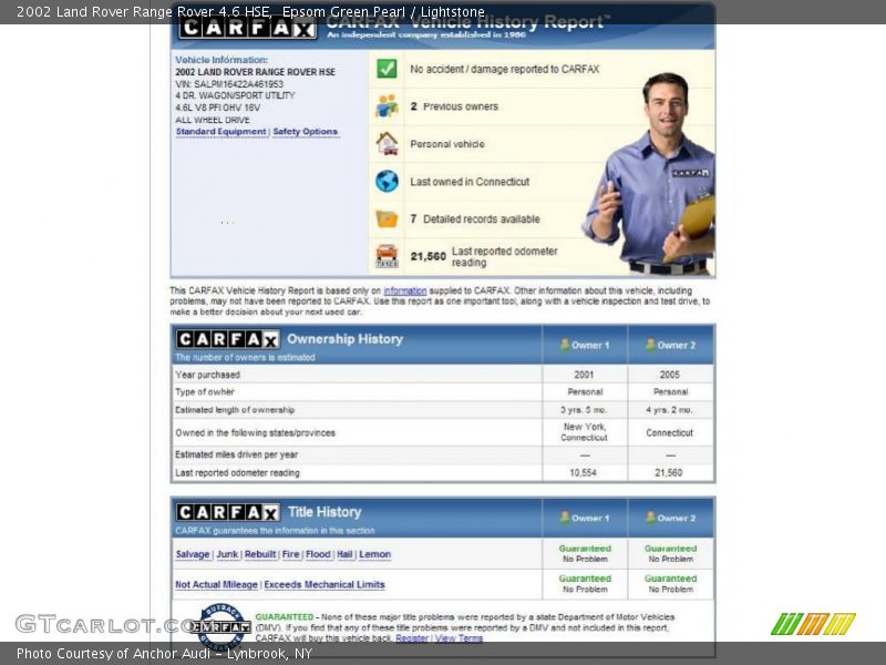 Epsom Green Pearl / Lightstone 2002 Land Rover Range Rover 4.6 HSE