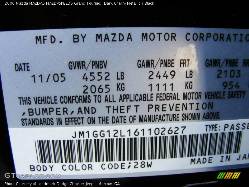 Dark Cherry Metallic / Black 2006 Mazda MAZDA6 MAZDASPEED6 Grand Touring