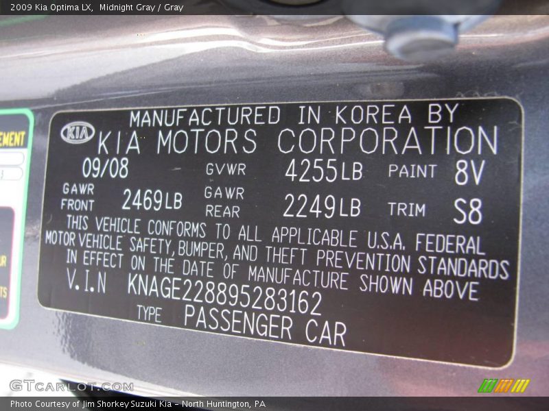 Midnight Gray / Gray 2009 Kia Optima LX