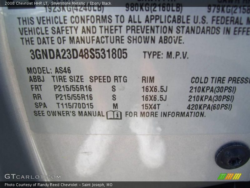 Silverstone Metallic / Ebony Black 2008 Chevrolet HHR LT