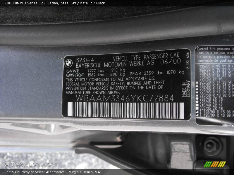 Steel Grey Metallic / Black 2000 BMW 3 Series 323i Sedan