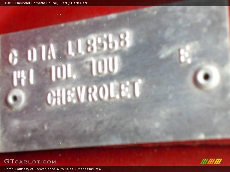 Red / Dark Red 1982 Chevrolet Corvette Coupe