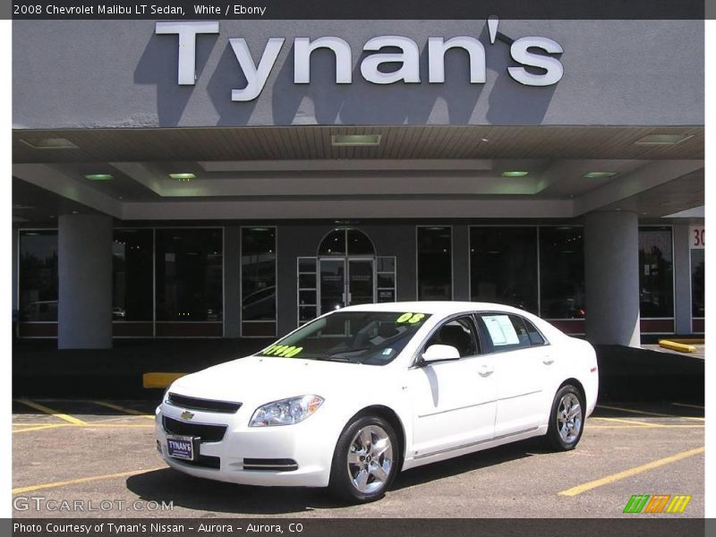 White / Ebony 2008 Chevrolet Malibu LT Sedan