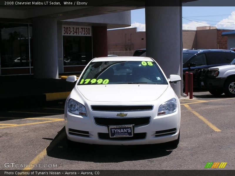 White / Ebony 2008 Chevrolet Malibu LT Sedan