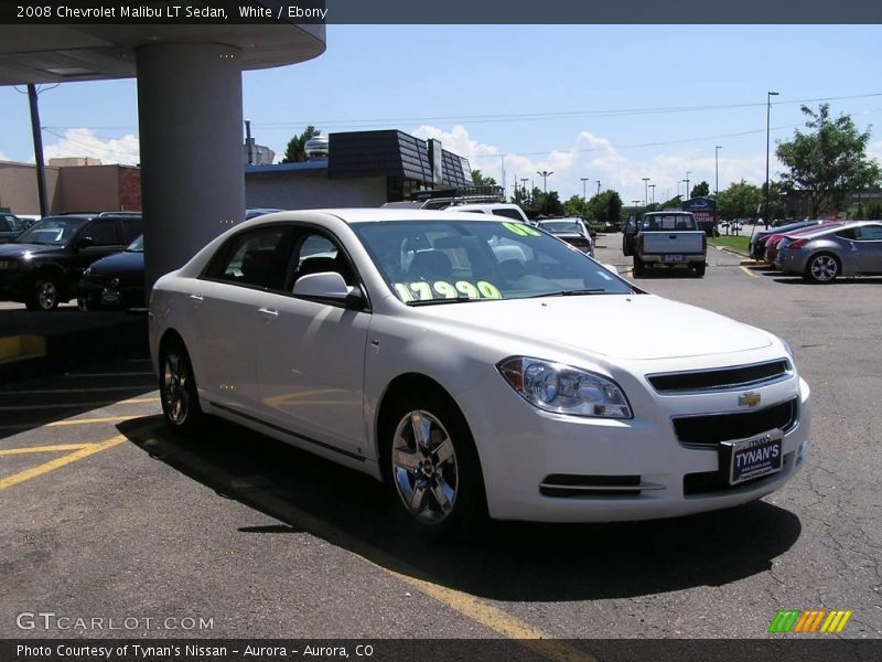 White / Ebony 2008 Chevrolet Malibu LT Sedan