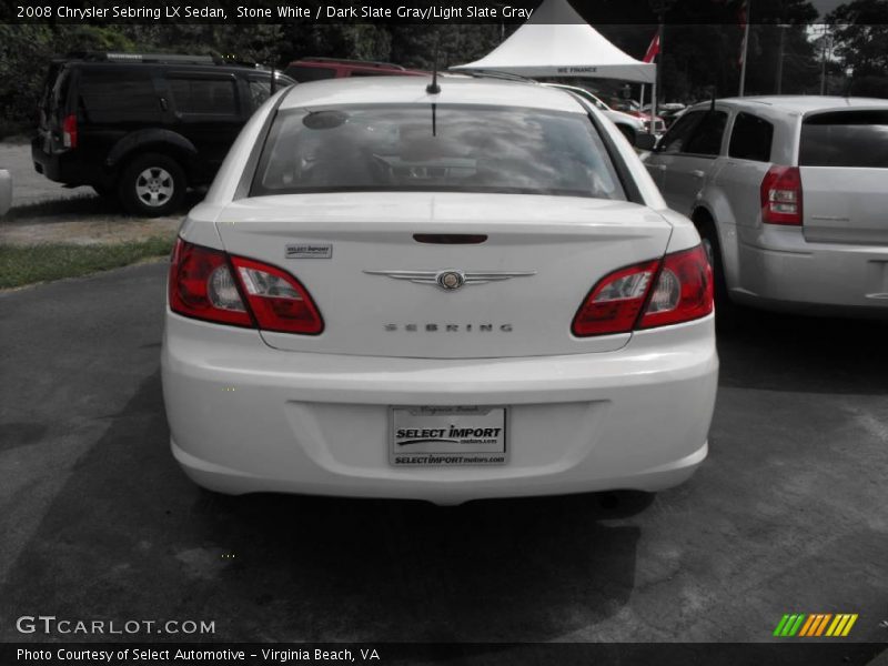 Stone White / Dark Slate Gray/Light Slate Gray 2008 Chrysler Sebring LX Sedan