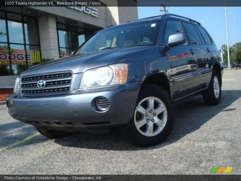 Bluestone Metallic / Ivory 2003 Toyota Highlander V6